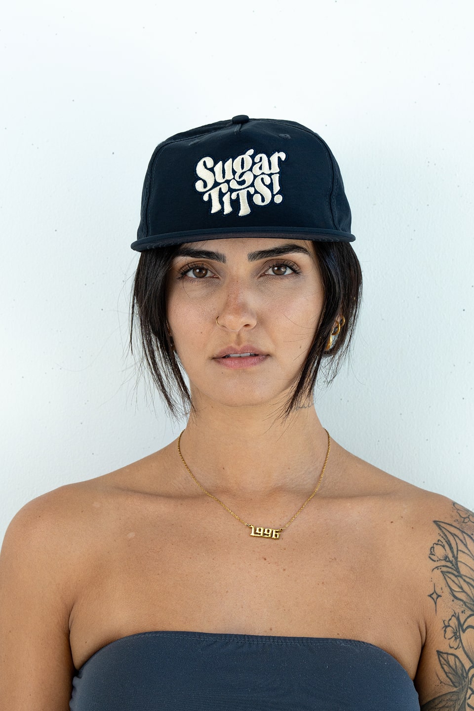 Bobby Lovejoy Navy cap worn by female model, front
