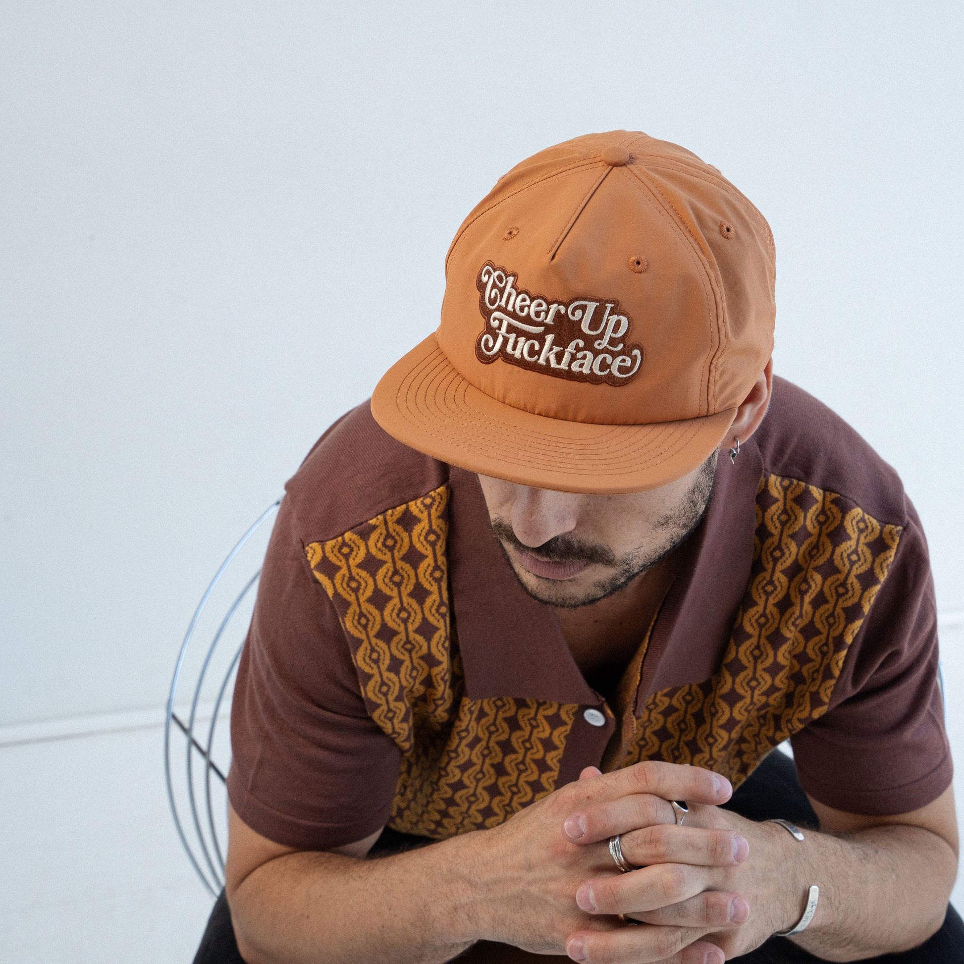 Cheer Up Fuckface caramel snapback cap